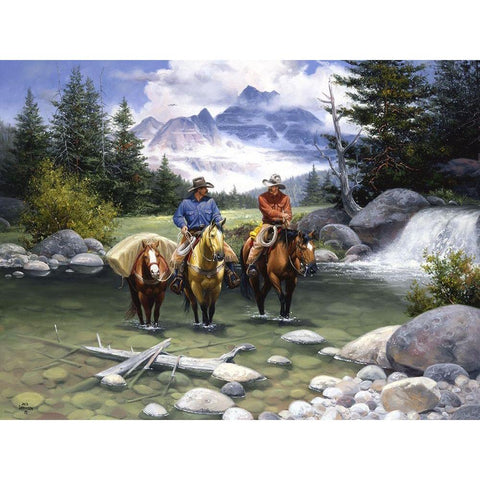 Clear Water Crossing Gold Ornate Wood Framed Art Print with Double Matting by Sorenson, Jack