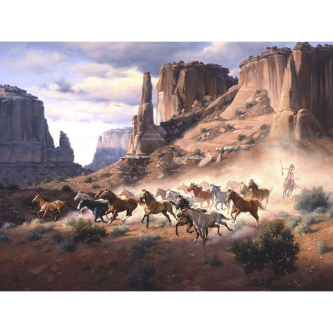 Sandstone and Stolen Horses Gold Ornate Wood Framed Art Print with Double Matting by Sorenson, Jack