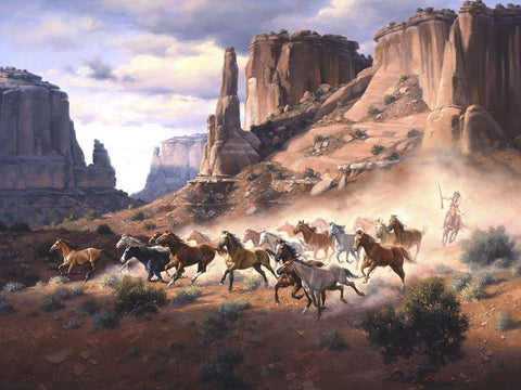 Sandstone and Stolen Horses White Modern Wood Framed Art Print with Double Matting by Sorenson, Jack