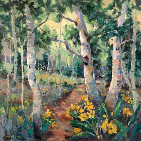 Four Seasons Aspens II Black Modern Wood Framed Art Print by Oleson, Nanette