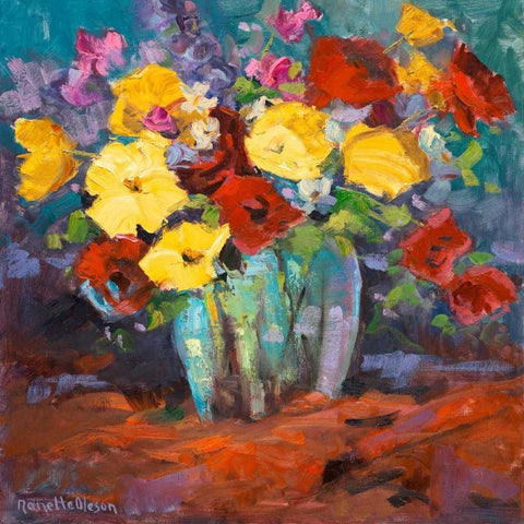 Floral Kaleidoscope I White Modern Wood Framed Art Print with Double Matting by Oleson, Nanette