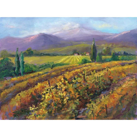 Vineyard Tapestry I Black Modern Wood Framed Art Print with Double Matting by Oleson, Nanette