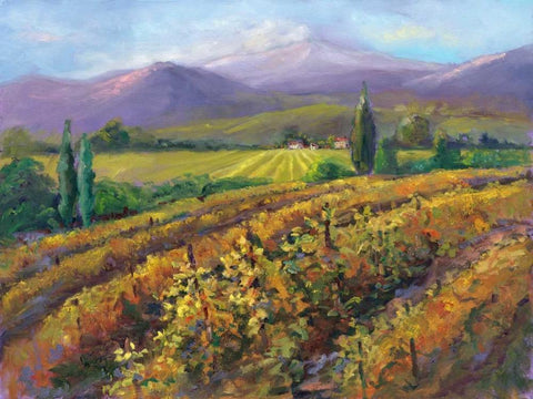 Vineyard Tapestry I Black Ornate Wood Framed Art Print with Double Matting by Oleson, Nanette