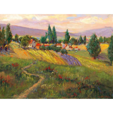 Vineyard Tapestry III Black Modern Wood Framed Art Print with Double Matting by Oleson, Nanette