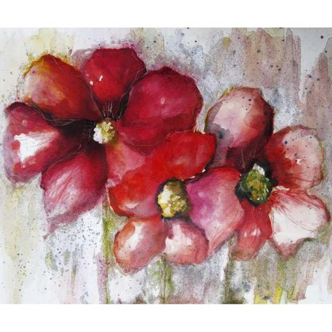 Fuchsia Poppies II White Modern Wood Framed Art Print by Herrera, Leticia