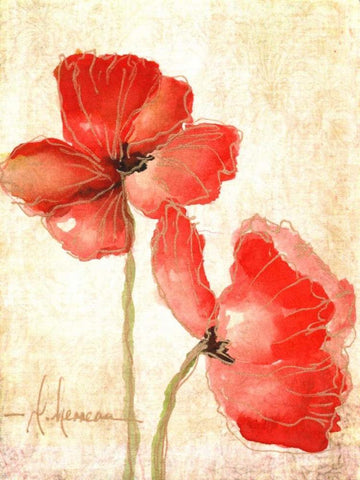 Vivid Red Poppies IV Black Ornate Wood Framed Art Print with Double Matting by Herrera, Leticia
