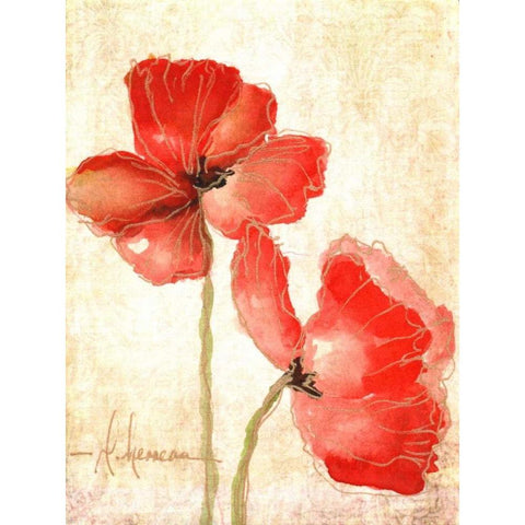 Vivid Red Poppies IV White Modern Wood Framed Art Print by Herrera, Leticia