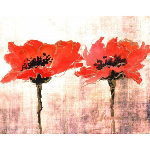 Vivid Red Poppies V White Modern Wood Framed Art Print by Herrera, Leticia