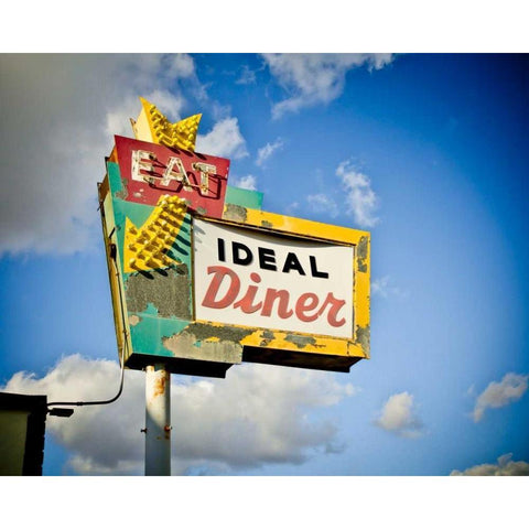 Vintage Diner I White Modern Wood Framed Art Print by Recapturist