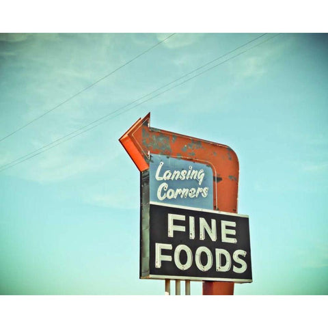 Vintage Diner II Black Modern Wood Framed Art Print with Double Matting by Recapturist