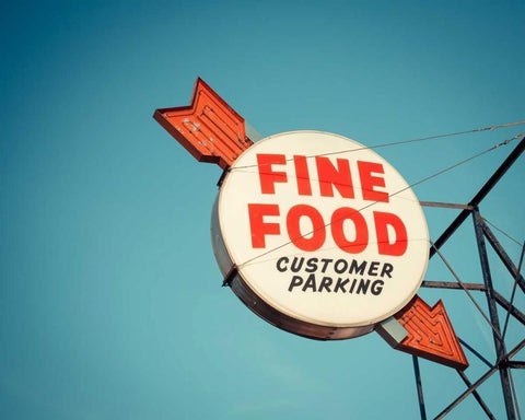 Vintage Diner III White Modern Wood Framed Art Print with Double Matting by Recapturist