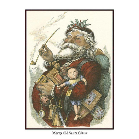 Merry Santa Black Modern Wood Framed Art Print with Double Matting by Unknown