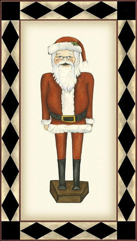 Jolly Santa Black Ornate Wood Framed Art Print with Double Matting by Goldberger, Jennifer