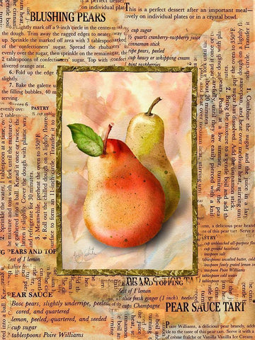 Blushing Pears White Modern Wood Framed Art Print with Double Matting by White, Abby