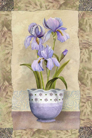 Spring Iris Black Ornate Wood Framed Art Print with Double Matting by White, Abby