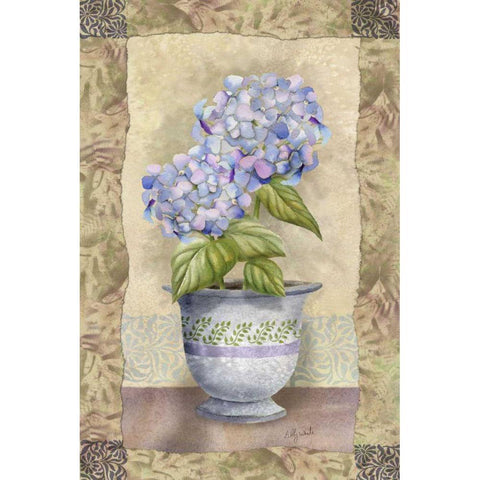 Spring Hydrangea Black Modern Wood Framed Art Print with Double Matting by White, Abby