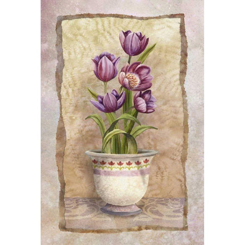 Spring Tulips Gold Ornate Wood Framed Art Print with Double Matting by White, Abby