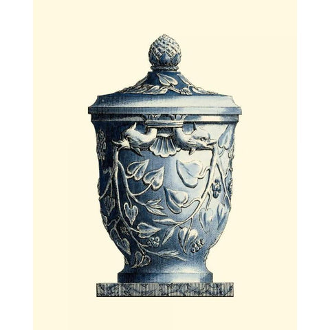 Blue Porcelain Urn I Gold Ornate Wood Framed Art Print with Double Matting by Vision Studio