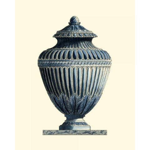 Blue Porcelain Urn III Gold Ornate Wood Framed Art Print with Double Matting by Vision Studio