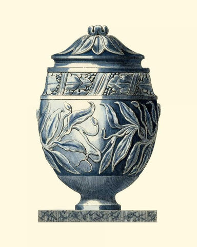Blue Porcelain Urn IV Black Ornate Wood Framed Art Print with Double Matting by Vision Studio