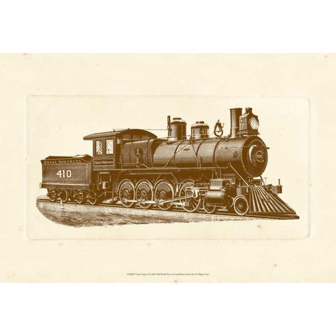 Train Engine I Gold Ornate Wood Framed Art Print with Double Matting by Unknown