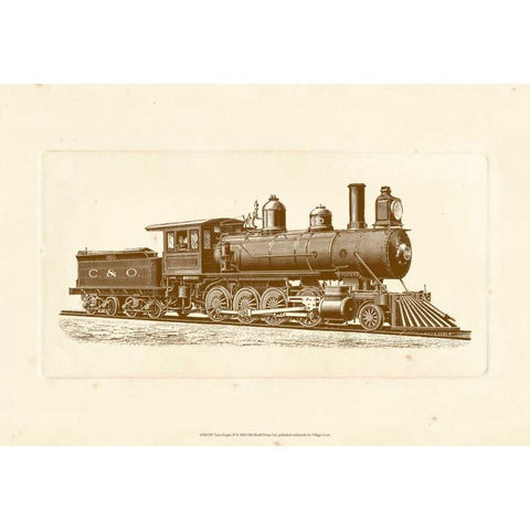 Train Engine II White Modern Wood Framed Art Print by Unknown