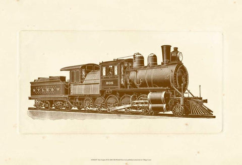 Train Engine III Black Ornate Wood Framed Art Print with Double Matting by Unknown