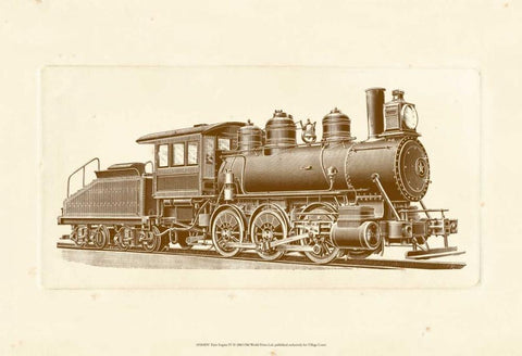 Train Engine IV Black Ornate Wood Framed Art Print with Double Matting by Unknown