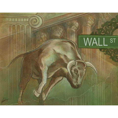 Bull Market White Modern Wood Framed Art Print by Harper, Ethan