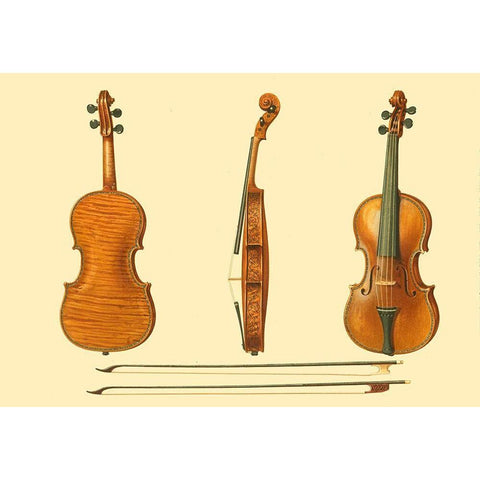 Antique Violins II Black Modern Wood Framed Art Print with Double Matting by Gibb, William