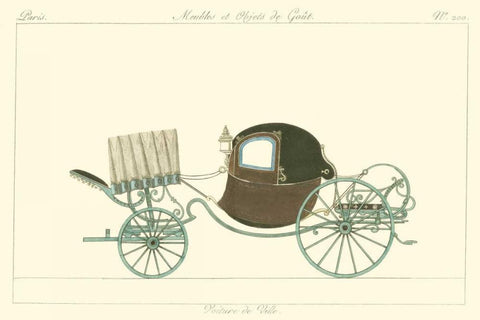 Antique Carriage IV White Modern Wood Framed Art Print with Double Matting by unknown