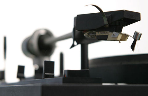 Turntable I Black Ornate Wood Framed Art Print with Double Matting by Stramel, Renee W.