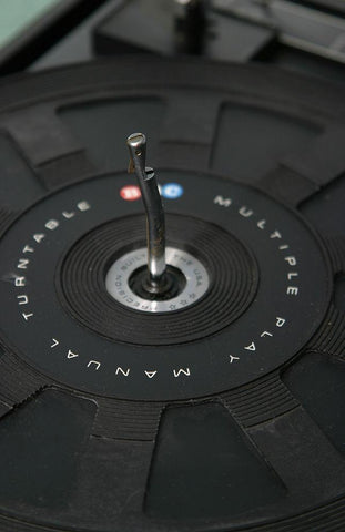 Turntable III Black Ornate Wood Framed Art Print with Double Matting by Stramel, Renee W.