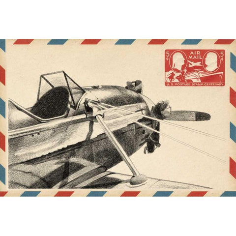 Small Vintage Airmail I Gold Ornate Wood Framed Art Print with Double Matting by Harper, Ethan