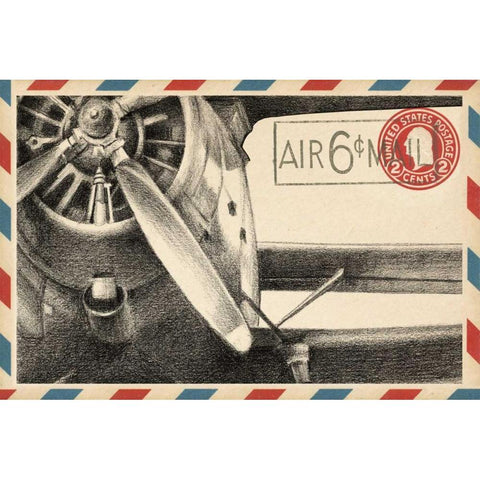 Small Vintage Airmail II White Modern Wood Framed Art Print by Harper, Ethan