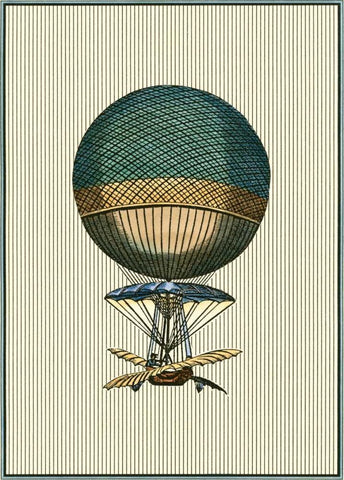 Vintage Ballooning III White Modern Wood Framed Art Print with Double Matting by Vision Studio