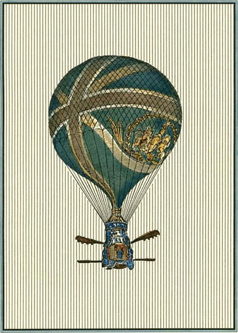 Vintage Ballooning IV White Modern Wood Framed Art Print with Double Matting by Vision Studio