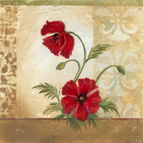 Red Poppies II White Modern Wood Framed Art Print by Cuozzo, Marianne D.