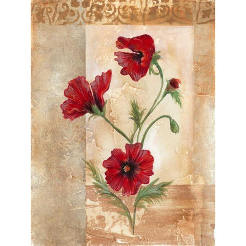 Red Poppies III White Modern Wood Framed Art Print by Cuozzo, Marianne D.