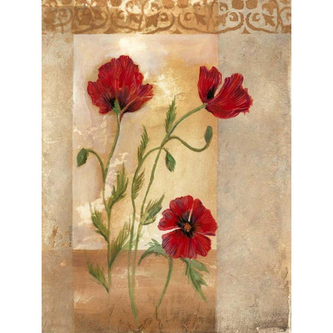 Red Poppies IV White Modern Wood Framed Art Print by Cuozzo, Marianne D.