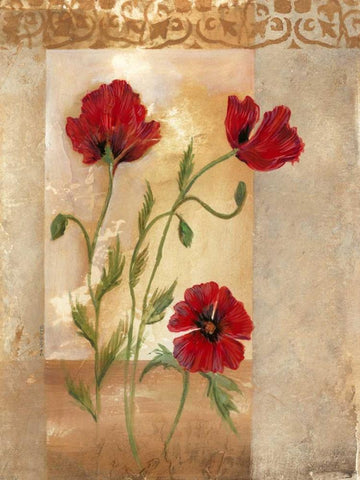 Red Poppies IV White Modern Wood Framed Art Print with Double Matting by Cuozzo, Marianne D.