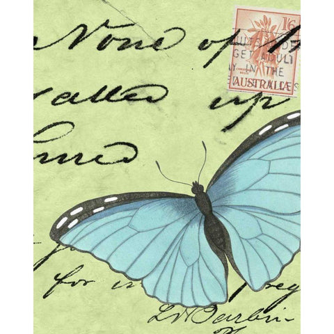 Le Papillon Script III White Modern Wood Framed Art Print by Vision Studio