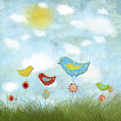 Bird Land Gold Ornate Wood Framed Art Print with Double Matting by Blixt, Ingrid