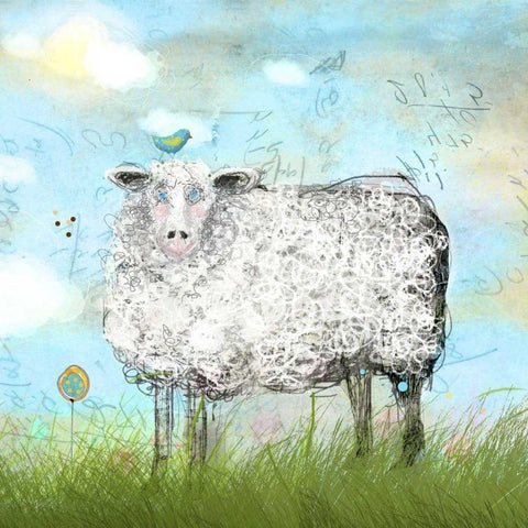 Baa Land White Modern Wood Framed Art Print by Blixt, Ingrid
