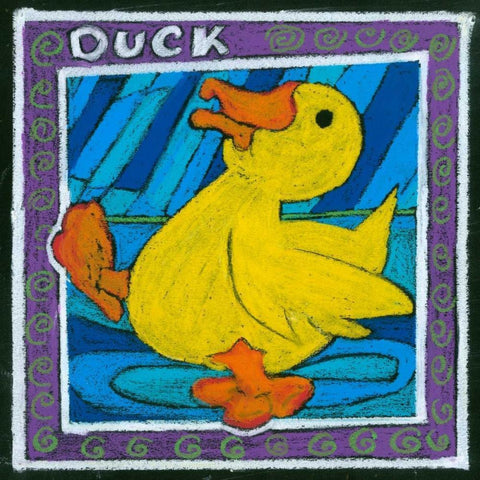 Whimsical Duck White Modern Wood Framed Art Print by L. Choate