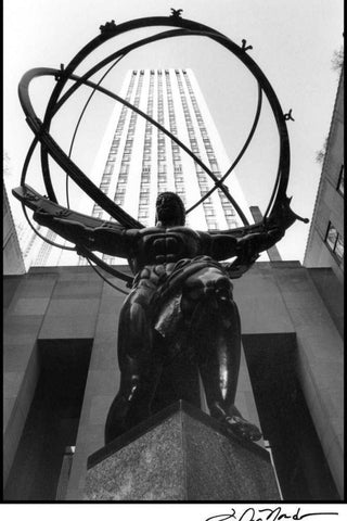 Atlas at Rockefeller Center White Modern Wood Framed Art Print with Double Matting by DeNardo, Laura