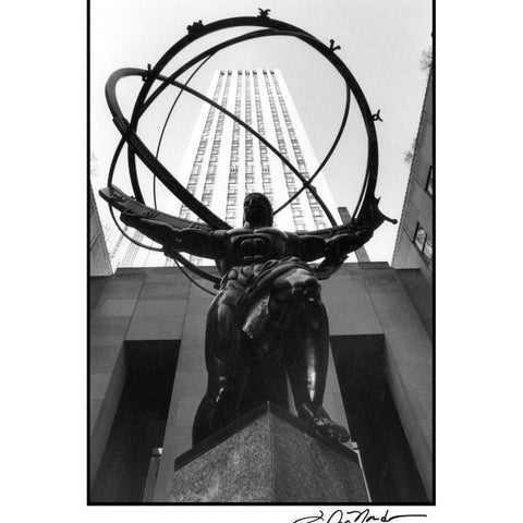 Atlas at Rockefeller Center Black Modern Wood Framed Art Print with Double Matting by DeNardo, Laura