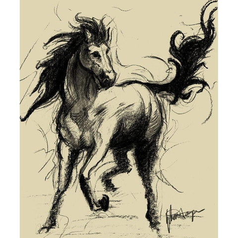 Midnight on Khaki Black Modern Wood Framed Art Print with Double Matting by Harper, Ethan