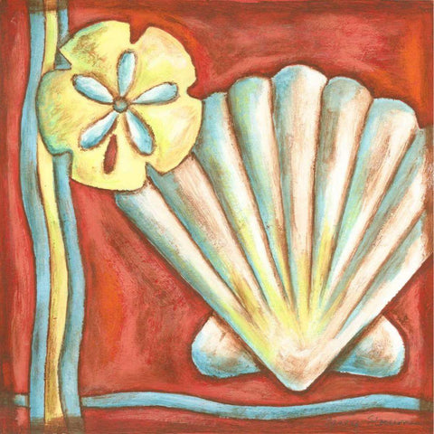 Pop Shells I Black Ornate Wood Framed Art Print with Double Matting by Slocum, Nancy
