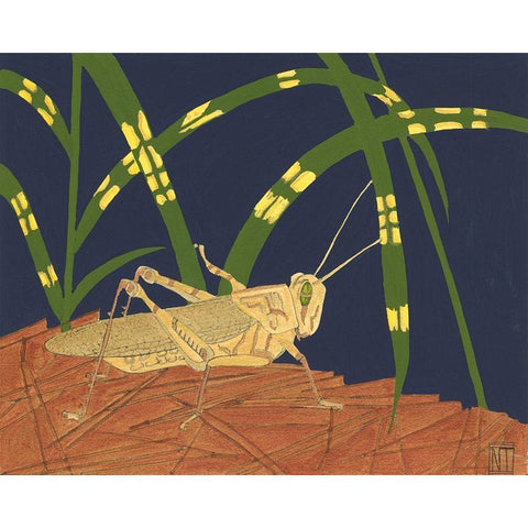 Ornamental Grasshopper I White Modern Wood Framed Art Print by Tenser, Nina